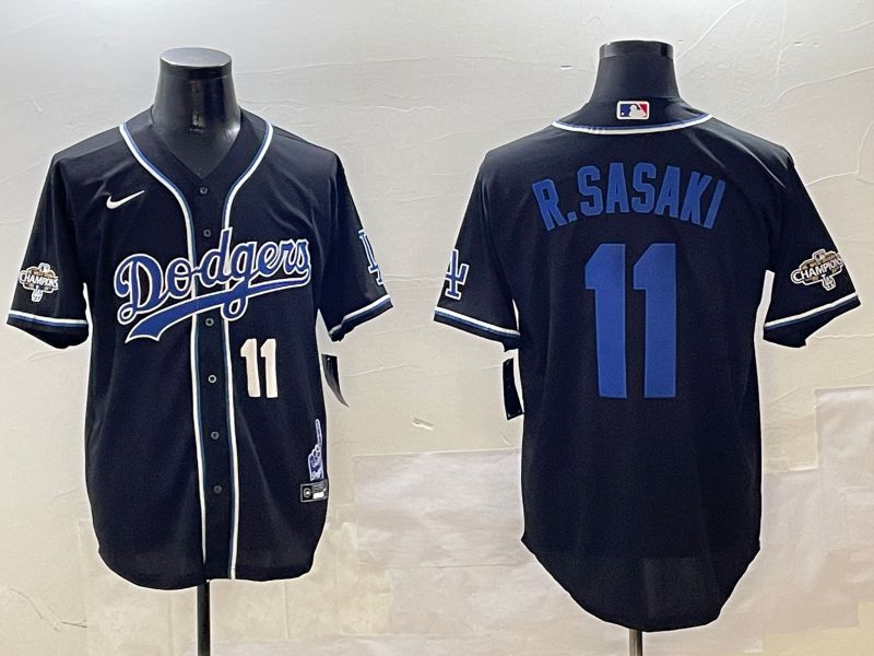 Men Los Angeles Dodgers #11 R.Sasaki Black Fashion Game 2025 Nike MLB Jersey style 3065